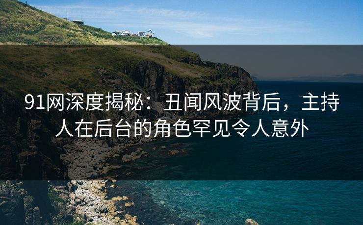 91网深度揭秘：丑闻风波背后，主持人在后台的角色罕见令人意外